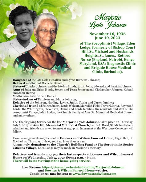 Marjorie Johnson: Obituary and Celebration of Life Services