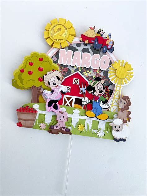 Farmer Minnie Mouse & Mickey Cake Topper - Etsy | Mickey mouse cupcakes ...