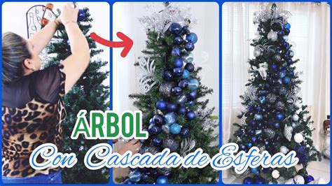 Como Decorar Tu Arbol Con Cascada De Esferas En Azul Que Luzca Como