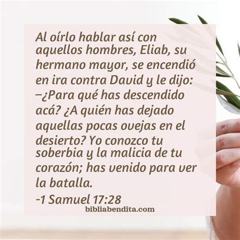 Explicación 1 Samuel 17 28 Al oírlo hablar así con aquellos hombres