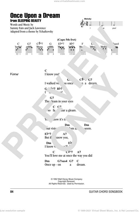 Once Upon A Dream From Sleeping Beauty Sheet Music For Guitar Chords