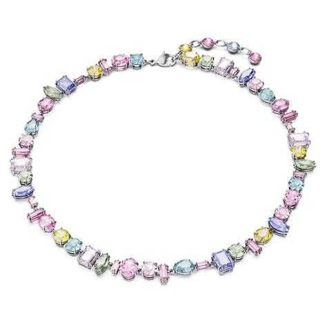 Gema Necklace Mixed Cuts Multicolored Rhodium Plated Swarovski