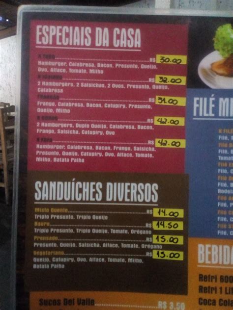 Menu Em Lanche Do Gordo Pub Bar Tupi Paulista