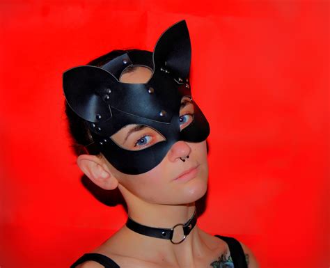 Sex Leather Women Cat Mask Sexy Blindfold Catwomen Mask Leather Mask