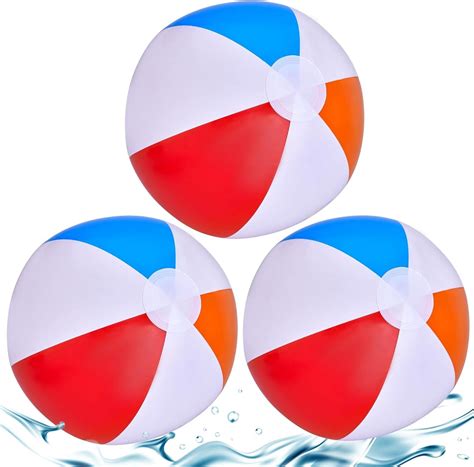 Lubibi 3 Pack Inflatable Beach Ball Kids Adults Multi Coloured Beach