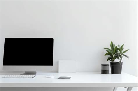 Premium AI Image | Minimalist Workspace Featuring a White Desktop and ...