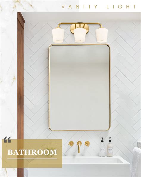 Audickic Brushed Gold Bathroom Vanity Light Farmhouse Brass Sconces Wall Lighting With Milk