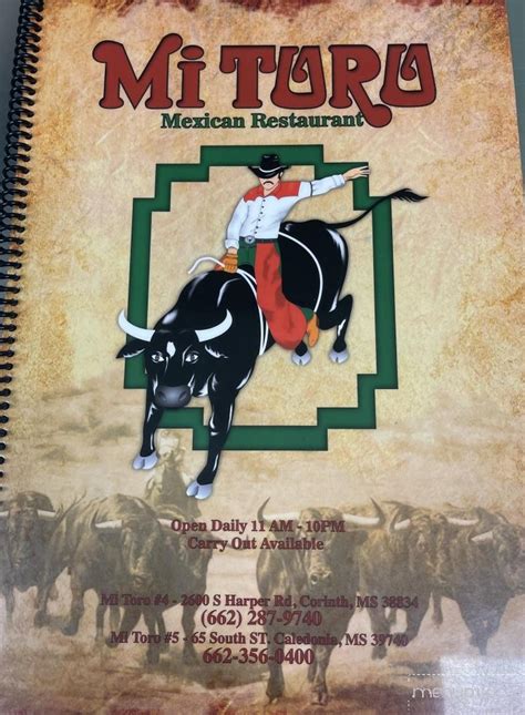 Menu Of Mi Toro Mexican In Caledonia Ms 39740