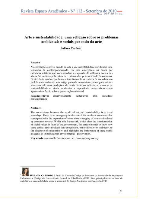 Pdf Arte E Sustentabilidade Uma Reflex O Sobre Os Problemas