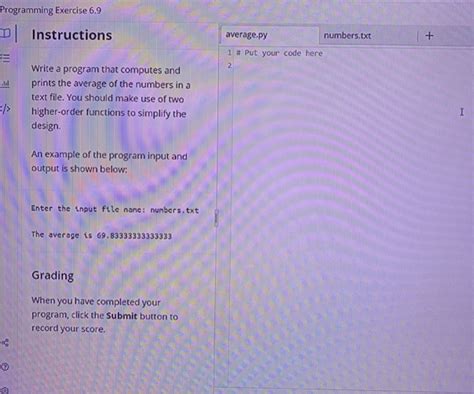 Solved Programming Exercise 6 9 Instructions Average Py Chegg