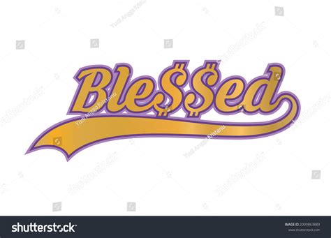 Typography Blessed On Gold Purple Main Stock Vector Royalty Free