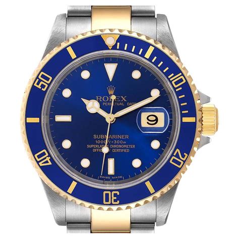 Rolex Submariner Men S 2 Tone Watch Serti Dial 16613 At 1stDibs