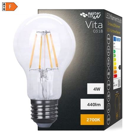 Żarówka Led E27 4w Filament Vita A60 Ciepła 2700k E27 Duży Gwint 230v