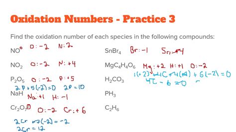 Oxidation Number Practice With Answers