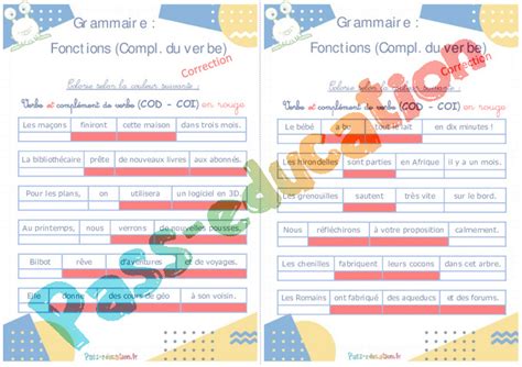 Compl Ment Du Verbe Cod Coi Rituels Grammaire Eme Eme