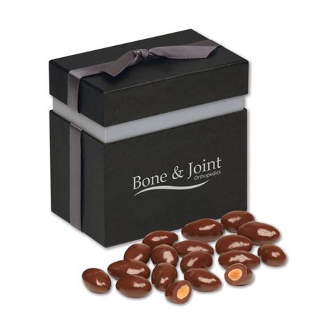 Promotional Milk Chocolate Covered Almonds In Elegant Treats T Box Personalized With Your