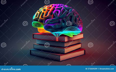 Human Brain And Books Education Concept Stock Illustration