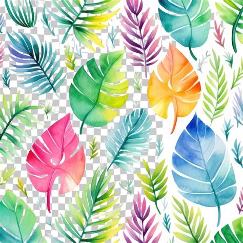 Premium PSD Colorful Tropical Leaves And Flowers Are On A White