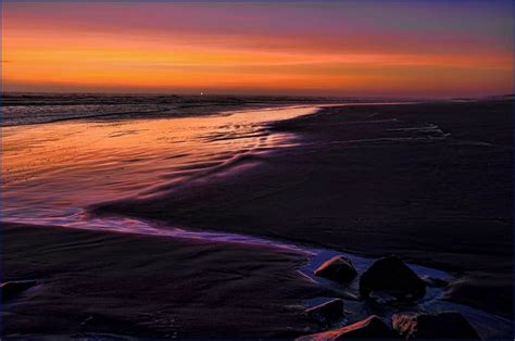 Ocean Shores Sunset Night Scene At The Jetty Washington State By Don