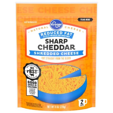 Kroger Reduced Fat Sharp Cheddar Shredded Cheese 8 Oz King Soopers