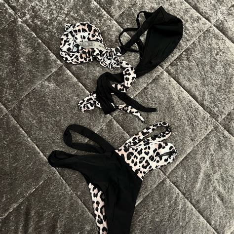 Swim Shein Cheetah And Black Wrap Bikini Poshmark