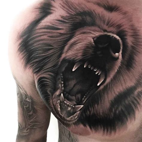 Bear Roaring Tattoo