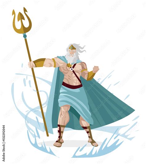 Poseidon Neptune Greek God Of The Sea With Trident Stock Vektorgrafik