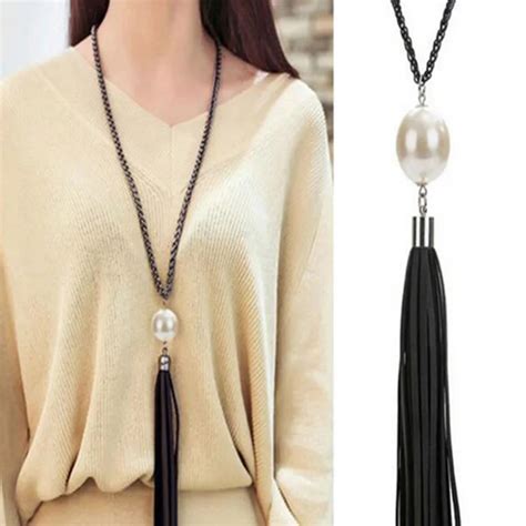 Korean Fashion Tassel Necklace Women Girls Sweater Chain Long Necklaces