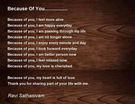 Because Of You................. - Because Of You................. Poem ...