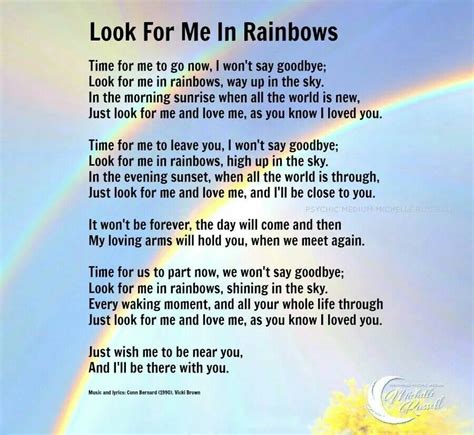 Look For Me In Rainbows Grief Poems Grief Quotes Eulogy Quotes Son Poems Times Quotes