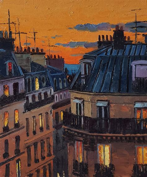 Paris Rooftops France Oil Painting By Roberto Ponte Artfinder