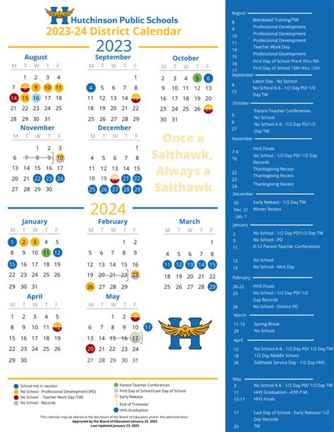 Academic Calendar Hutchinson Public Schools