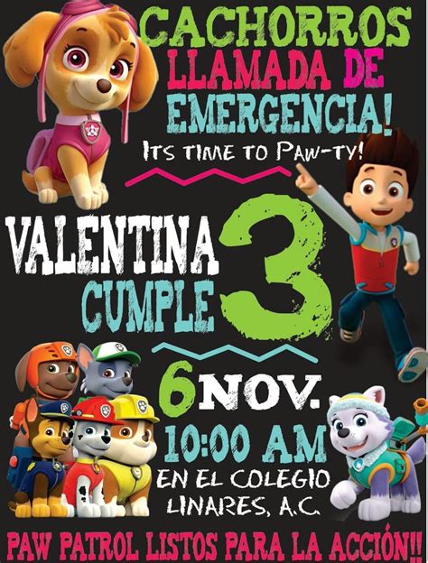 Paw Patrol Invitación Fiesta Infantil Paw Patrol Invitacion Cumpleaños Patrulla Canina Tarta