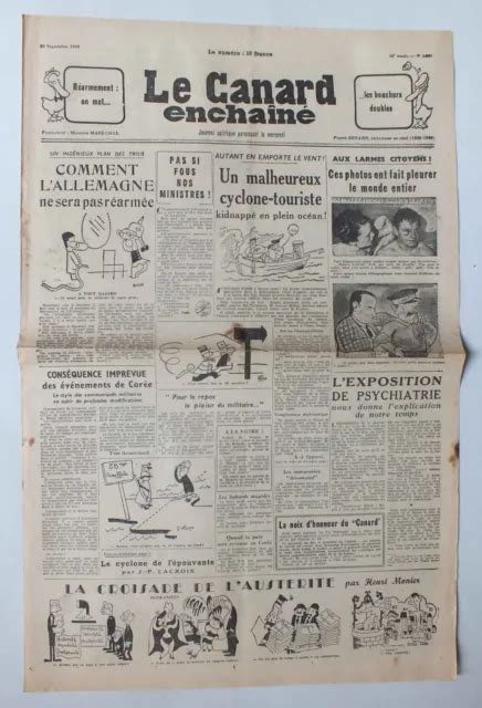 ANCIEN JOURNAL Le Canard Enchaine N 1561 Du 20 Septembre 1950 EUR