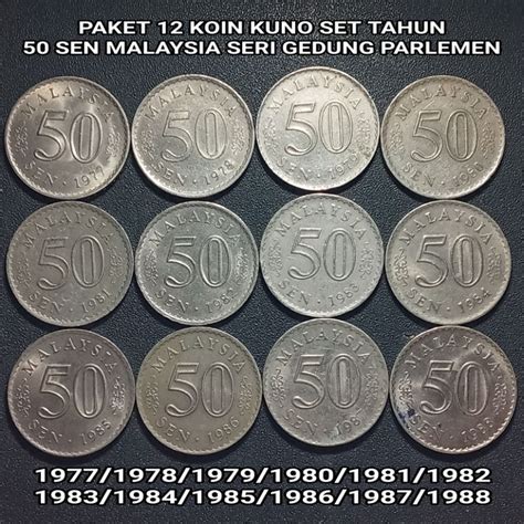 Jual Paket 12 Koin Kuno Set Tahun 50 Sen Malaysia Seri Gedung Parlemen