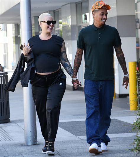 Baby Bumpin' & Boo'd Up: Amber Rose And AE Stroll Beverly Hills With