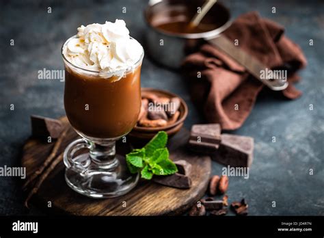 Iced Cocoa Drink With Whipped Cream Cold Chocolate Beverage Coffee