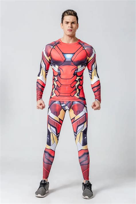 Iron Man D Printed Pattern Compression Tights Pants Men Padegao