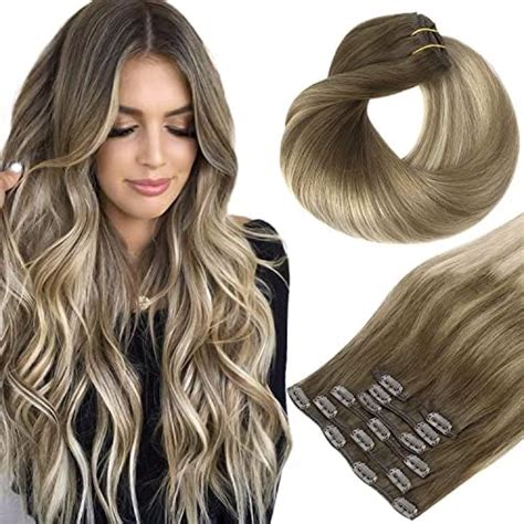 Amazon Moresoo Clip In Hair Extensions Ash Blonde Highlight