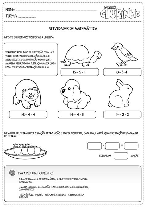 Escola Saber Atividades Matem Tica Ano Subtra O