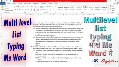 How To Create A Multilevel List In Ms Word Multi Level Bullets And