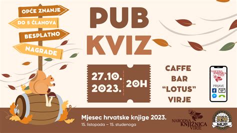 Pub Kviz Mjesec Hrvatske Knjige Narodna Knji Nica Virje