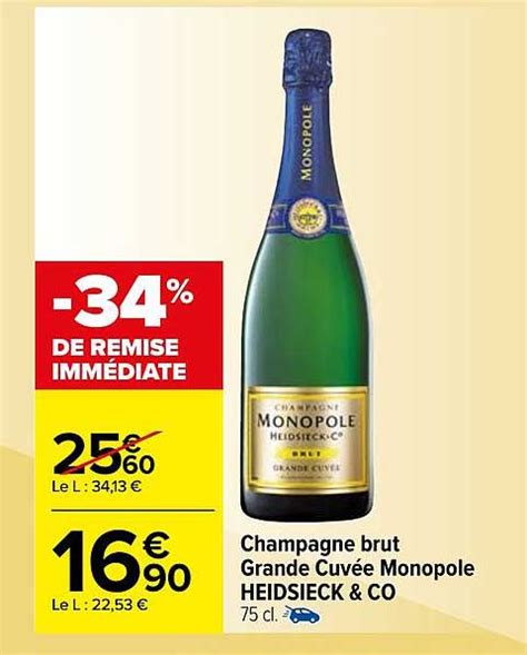 Promo Champagne Brut Grande Cuv E Monopole Heidsieck Co Chez