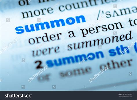 Closeup Word English Dictionary Summon Definition Stock Photo 369367091 ...