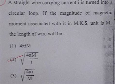 Answered A Straight Wire Carrying Current I Is Turned Into A Circular Kunduz