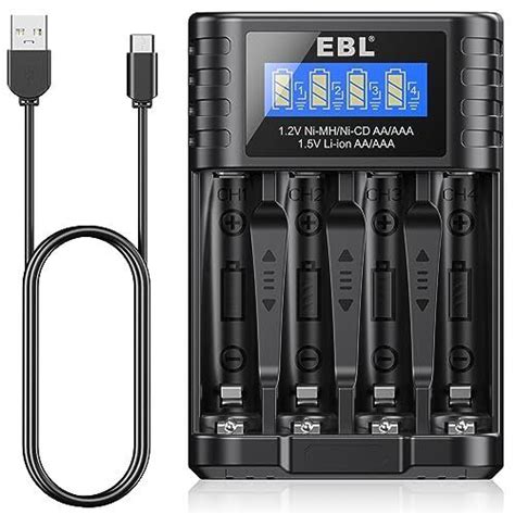 Ebl Slots Chargeur Piles Rechargeable Charge Rapide Avec Cran Lcd