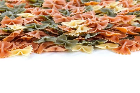 Color Farfalle Dry Pasta Isolated On A White Background A Variety Of