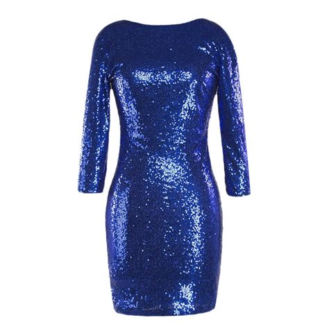 Womens 3 4 Sleeve V Neck Sequin Sparkle Glitzy Glam Wedding Party