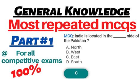 General Knowledge Most Repeated Mcqs Part 1 Most Important Mcqs Of Paf