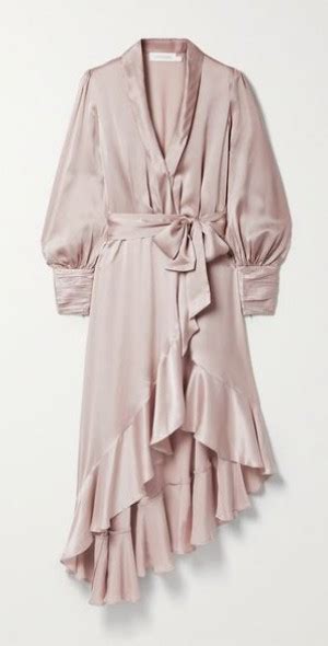 Zimmermann Asymmetric Ruffled Silk Satin Midi Wrap Dress